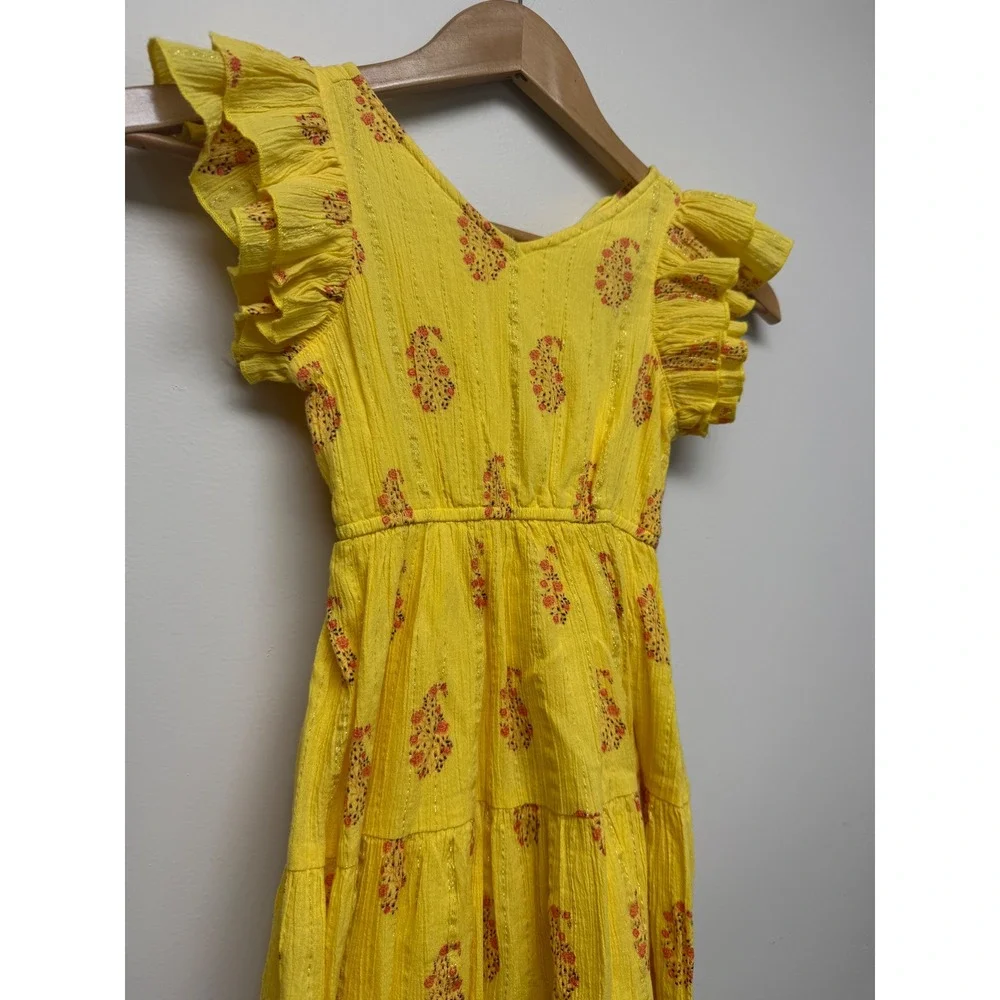 A loves A Girls Maxi Dress Flutter Sleeve Yellow New Size S